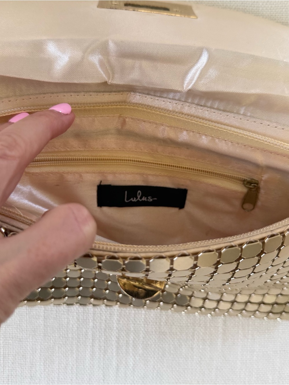 Lulu's Gold Sequin Evening Clutch